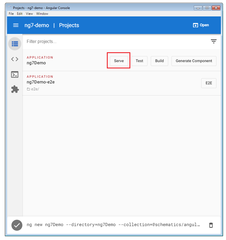 Angular Console - User UI Interface for CLI